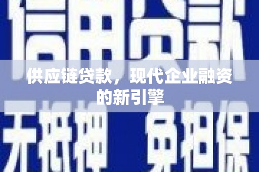 盐山供应链贷款，现代企业融资的新引擎
