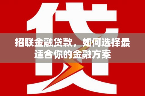 盐山招联金融贷款，如何选择最适合你的金融方案