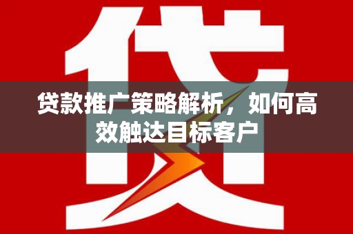 盐山贷款推广策略解析，如何高效触达目标客户