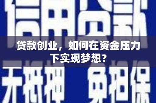 盐山贷款创业，如何在资金压力下实现梦想？