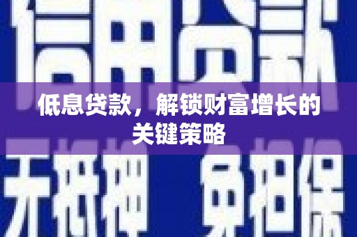 盐山低息贷款，解锁财富增长的关键策略
