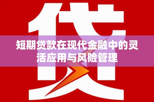 盐山短期贷款在现代金融中的灵活应用与风险管理